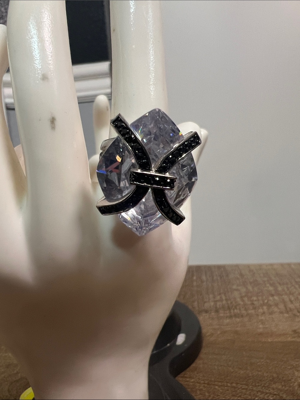Black & Clear Crystal Statement Ring - Women Jewelry